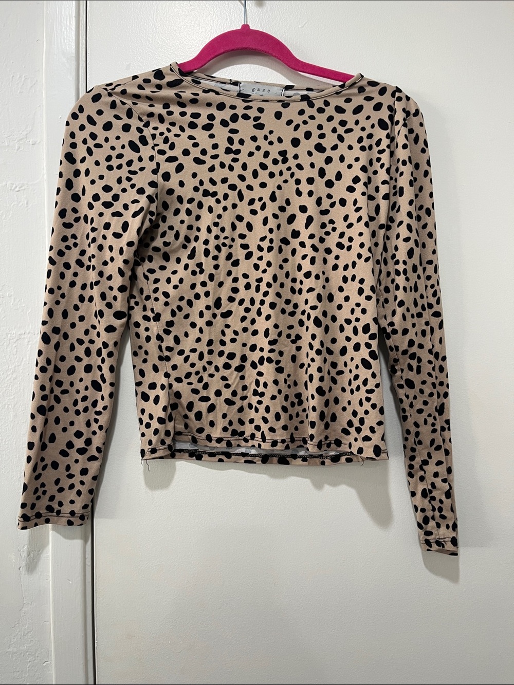 gaze Beige and Black Leopard Print Long Sleeve Top